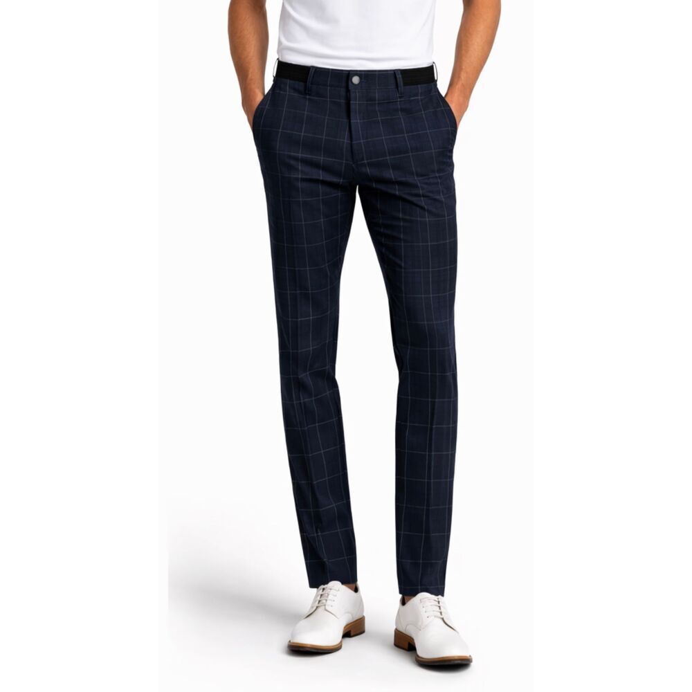 Zara black windowpane tapered chino pant size large
